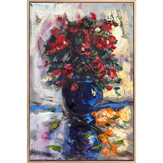 Reflected Red Flowers Oil Painting