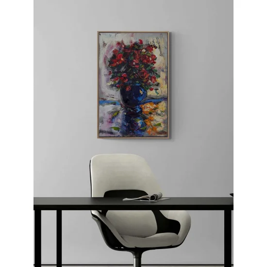 Reflected Red Flowers Oil Painting