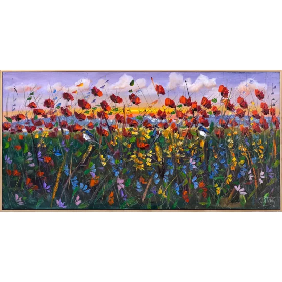 Flying Poppies Oil Painting
