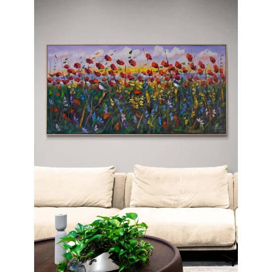 Flying Poppies Oil Painting
