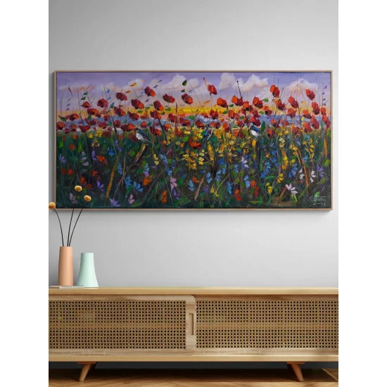 Flying Poppies Oil Painting