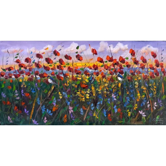 Flying Poppies Oil Painting