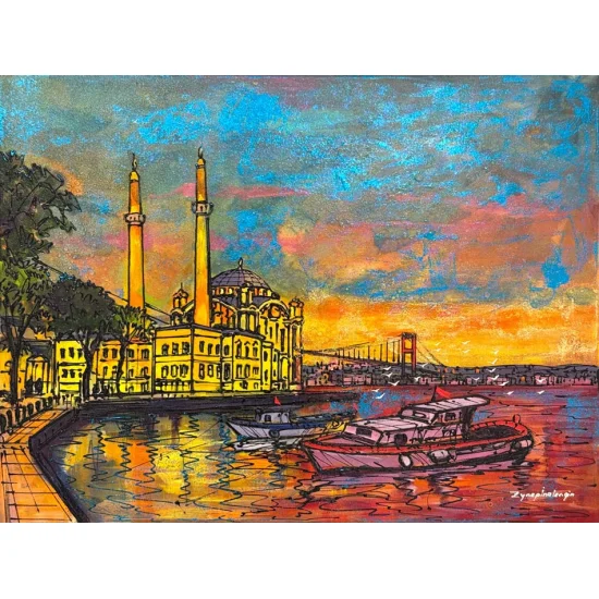 Sunset in Ortaköy Oil Painting