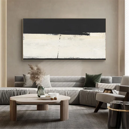 Traces of Black and Cream Custom Order Abstract Oil Painting