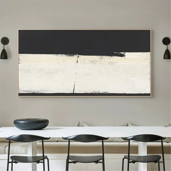 Traces of Black and Cream Custom Order Abstract Oil Painting