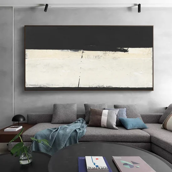 Traces of Black and Cream Custom Order Abstract Oil Painting
