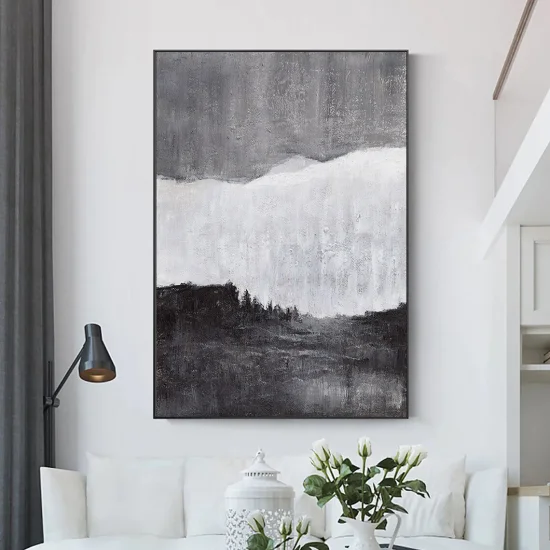Scandinavian Black Gray Custom Order Abstract Oil Painting