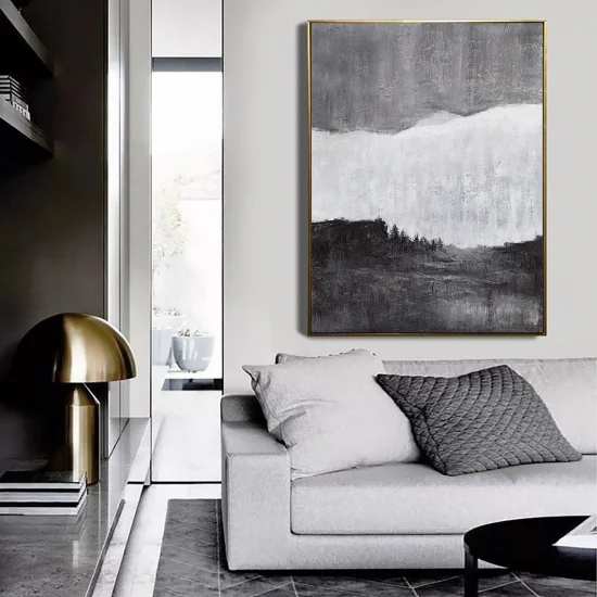Scandinavian Black Gray Custom Order Abstract Oil Painting