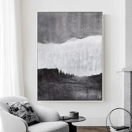 Scandinavian Black Gray Custom Order Abstract Oil Painting