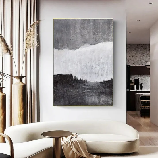 Scandinavian Black Gray Custom Order Abstract Oil Painting