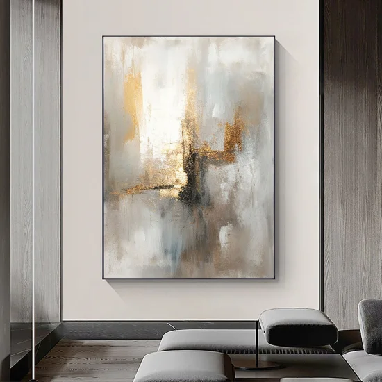 Gray and Gold Foil Abstract Custom Order Abstract Oil Painting