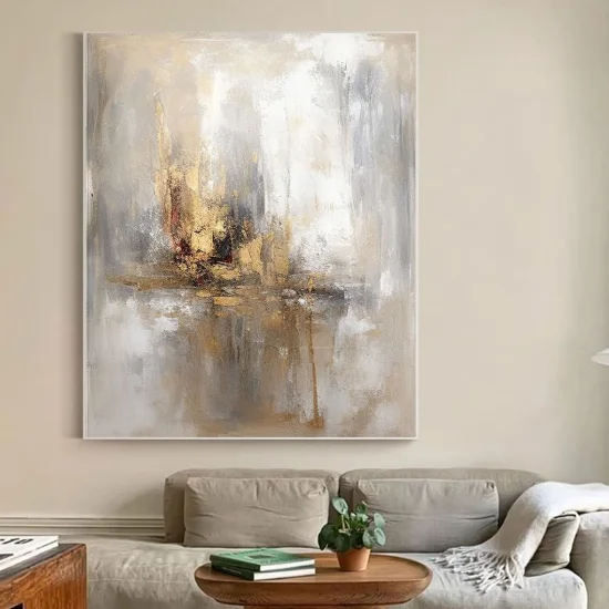 Gray and Gold Foil Abstract Custom Order Abstract Oil Painting