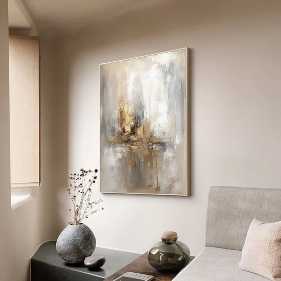 Gray and Gold Foil Abstract Custom Order Abstract Oil Painting