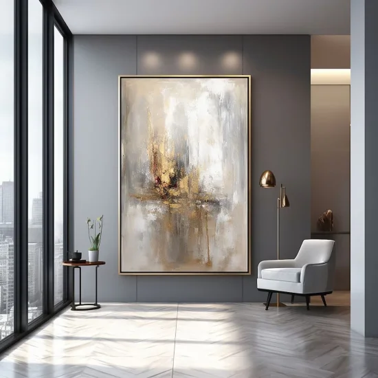 Gray and Gold Foil Abstract Custom Order Abstract Oil Painting