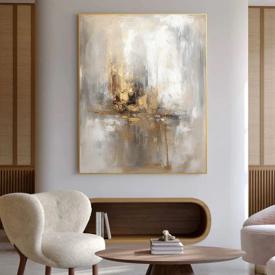 Gray and Gold Foil Abstract Custom Order Abstract Oil Painting