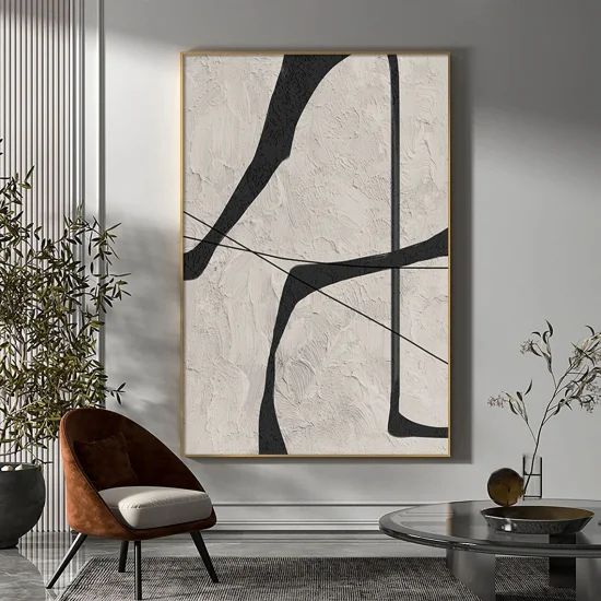 Modern Black and White Custom Order Abstract Oil Painting