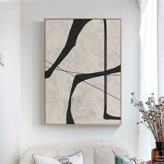 Modern Black and White Custom Order Abstract Oil Painting