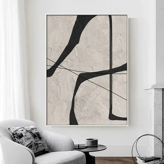 Modern Black and White Custom Order Abstract Oil Painting