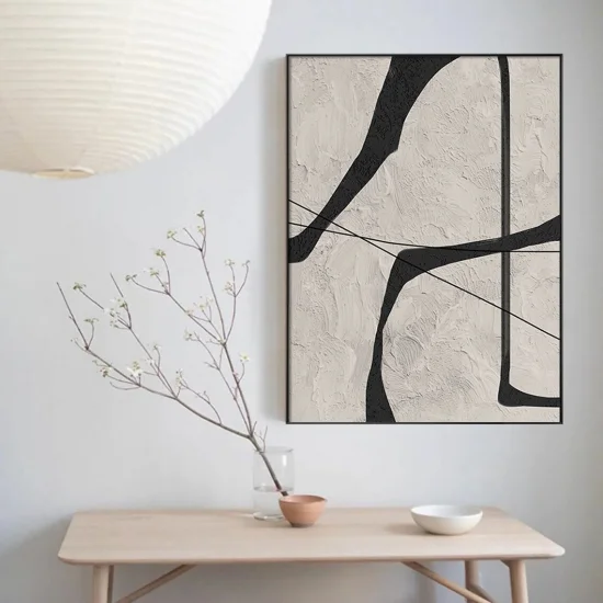 Modern Black and White Custom Order Abstract Oil Painting