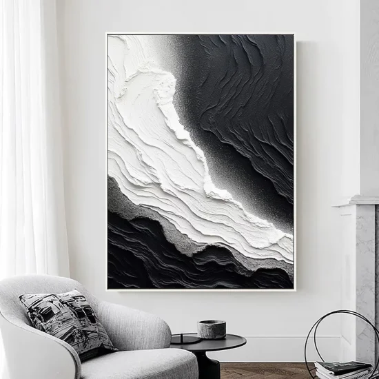 Modern White and Black Custom Order Abstract Oil Painting
