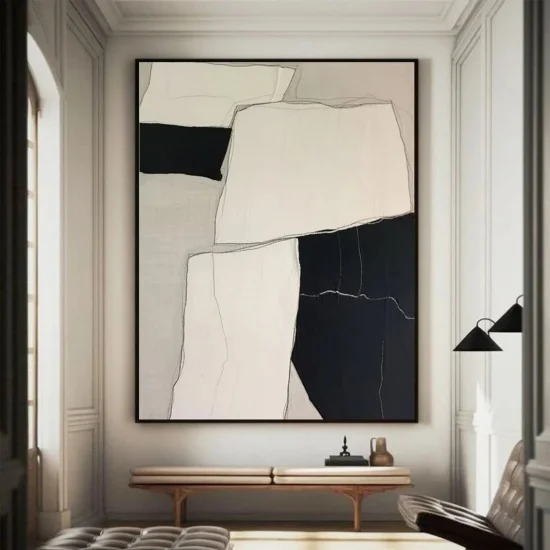 Black and White Patterns Custom Order Abstract Oil Painting