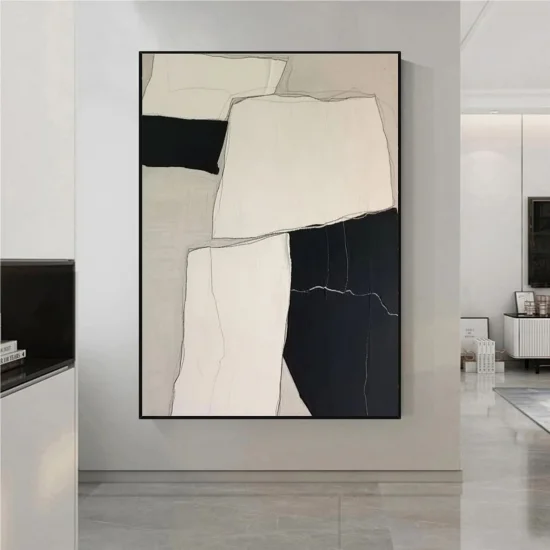 Black and White Patterns Custom Order Abstract Oil Painting