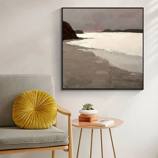 Dark and Light Gray Waves Custom Order Abstract Oil Painting