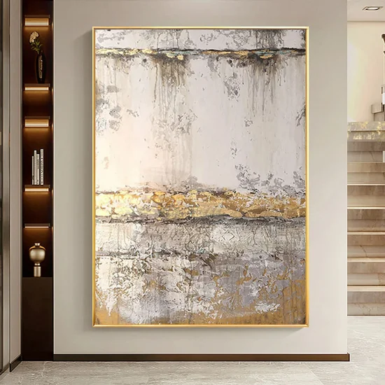 Soyut Altın Sarısı Siparişe Özel Soyut Yağlı Boya Tablo