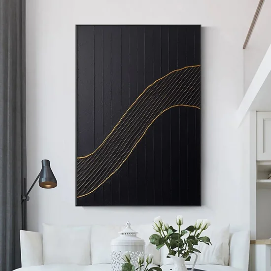 Siyah Fonlu Altın Sarısı Siparişe Özel Yağlı Boya Tablo