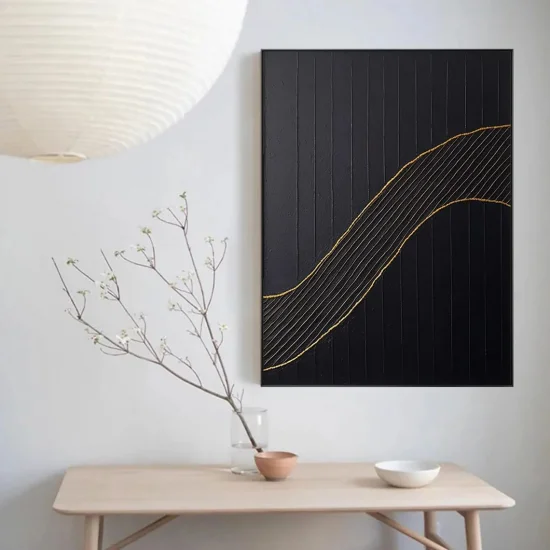 Siyah Fonlu Altın Sarısı Siparişe Özel Yağlı Boya Tablo