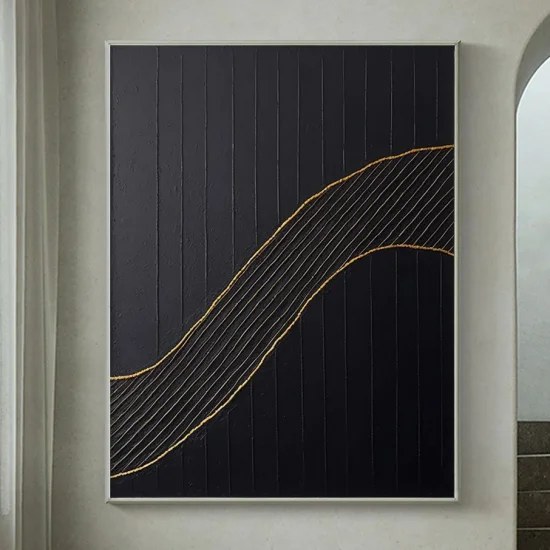 Siyah Fonlu Altın Sarısı Siparişe Özel Yağlı Boya Tablo