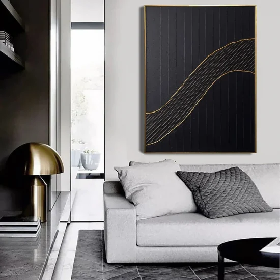 Siyah Fonlu Altın Sarısı Siparişe Özel Yağlı Boya Tablo