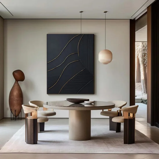 Altın ve Siyah Soyut Siparişe Özel Yağlı Boya Tablo