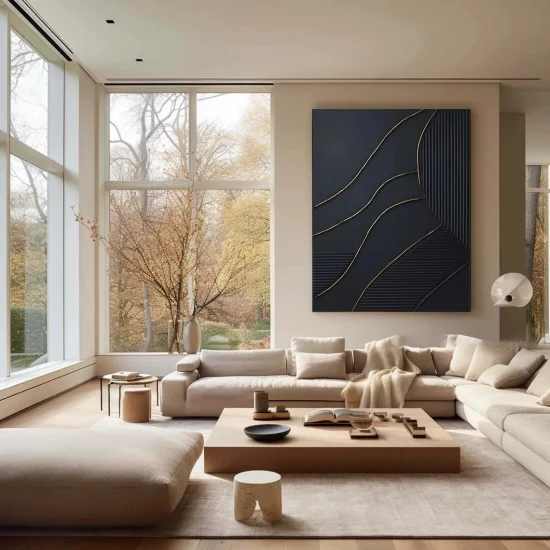 Altın ve Siyah Soyut Siparişe Özel Yağlı Boya Tablo