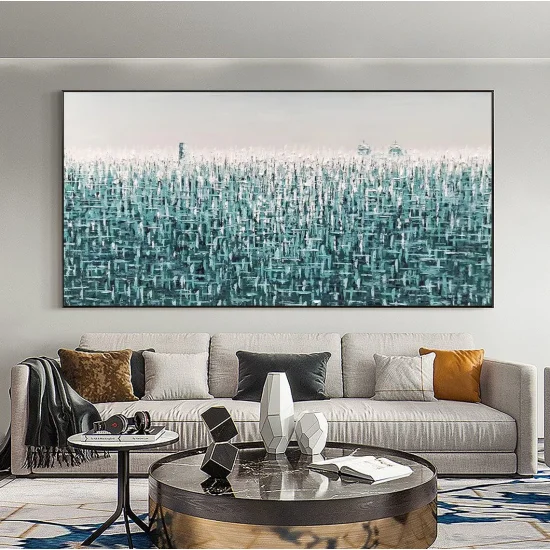 White and Light Blue Abstract Custom Order Oil Painting