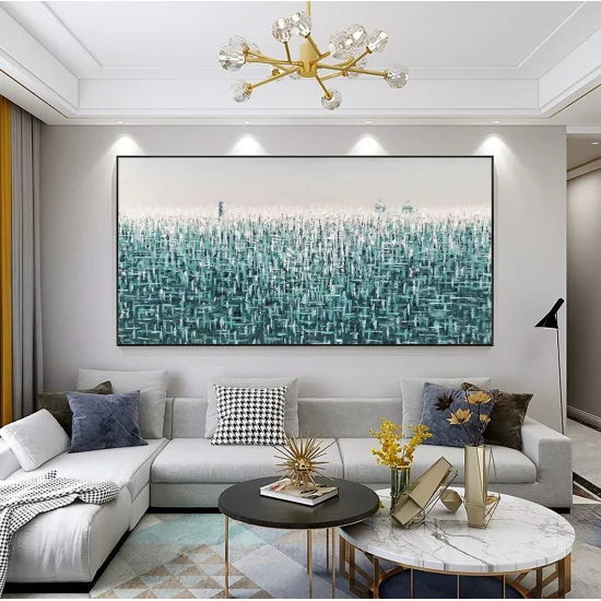 White and Light Blue Abstract Custom Order Oil Painting