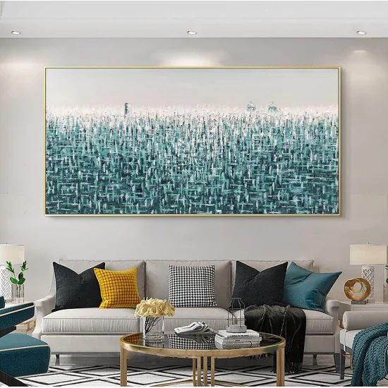 White and Light Blue Abstract Custom Order Oil Painting