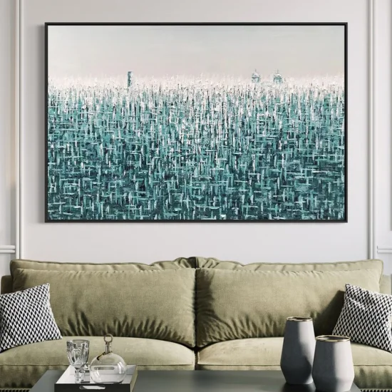 White and Light Blue Abstract Custom Order Oil Painting