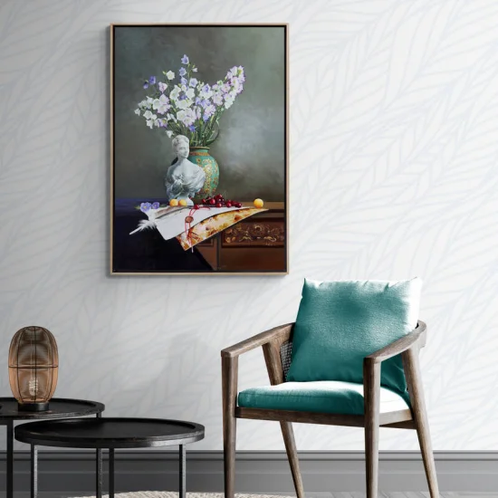 The Harmony of Statues and Bell Flowers Custom Order Oil Painting