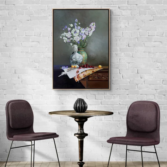 The Harmony of Statues and Bell Flowers Custom Order Oil Painting