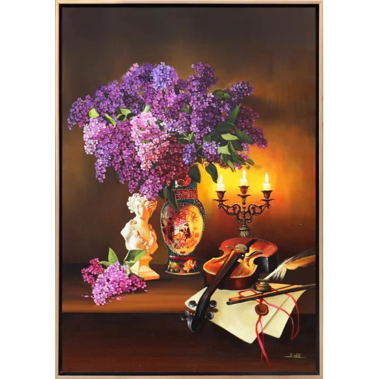 The Tale of Lilacs by Candlelight Custom Order Oil Painting