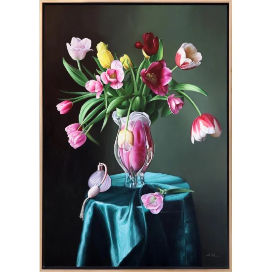 Vazodaki Laleler Siparişe Özel Yağlı Boya Tablo