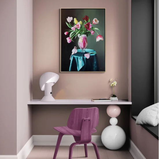 Vazodaki Laleler Siparişe Özel Yağlı Boya Tablo