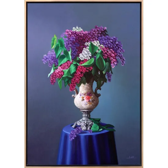 Vazodaki Leylaklar Siparişe Özel Yağlı Boya Tablo