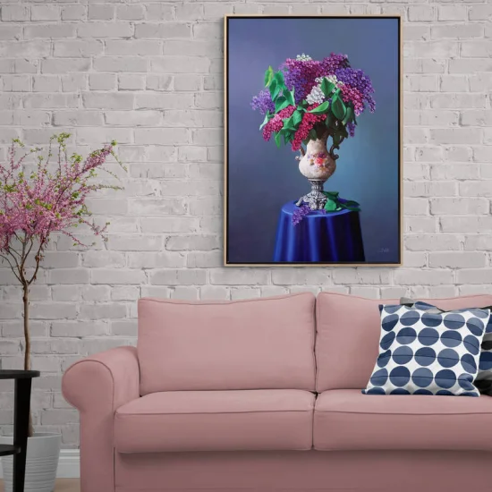 Vazodaki Leylaklar Siparişe Özel Yağlı Boya Tablo