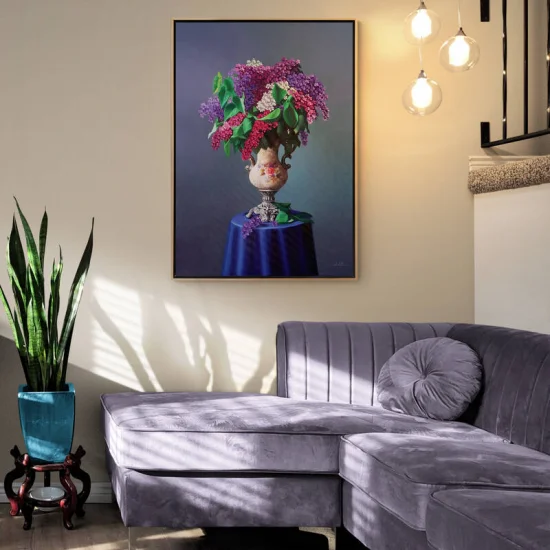 Vazodaki Leylaklar Siparişe Özel Yağlı Boya Tablo