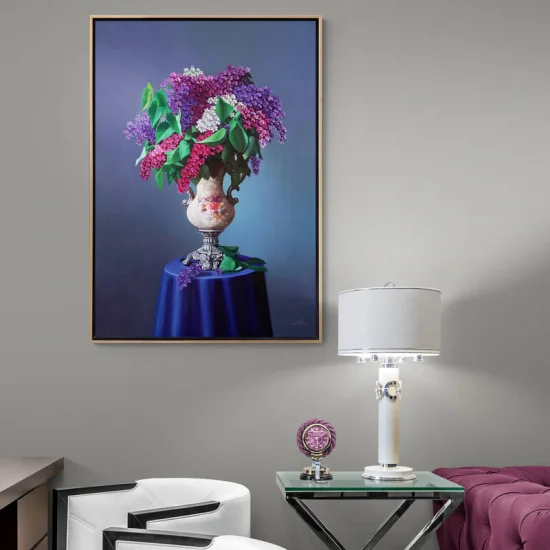 Vazodaki Leylaklar Siparişe Özel Yağlı Boya Tablo