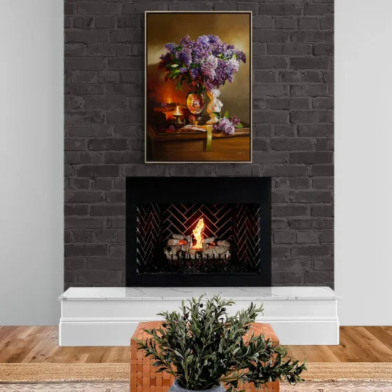 Mum Işığında Vazodaki Leylaklar ve Huzur Siparişe Özel Yağlı Boya Tablo