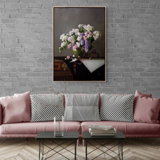 Doğanın Zarafeti Vazo İçindeki Leylaklar Siparişe Özel Yağlı Boya Tablo