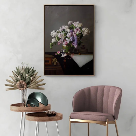 Doğanın Zarafeti Vazo İçindeki Leylaklar Siparişe Özel Yağlı Boya Tablo